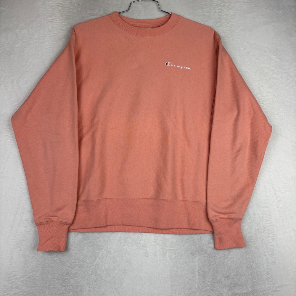 Champion Reverse Weave Sweatshirt Mens Y2K Medium Salmon Pink Coral
